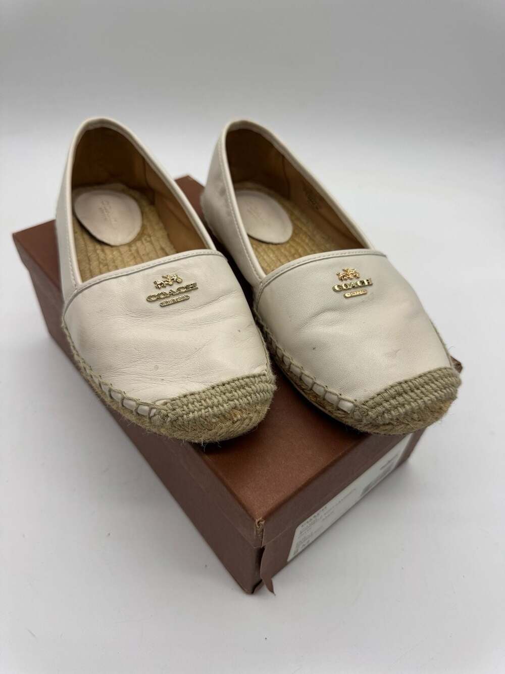 Coach Rhodelle Soft Lambskin Espadrille Flats Size 8 M White